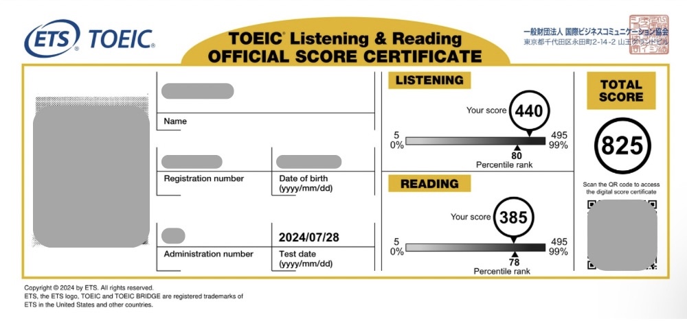 TOEICのデジタル公式認定証