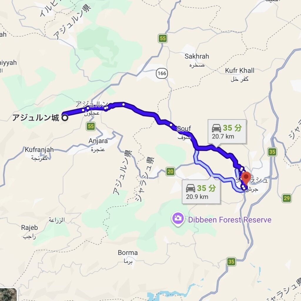 ジェラシュ遺跡へのアクセス