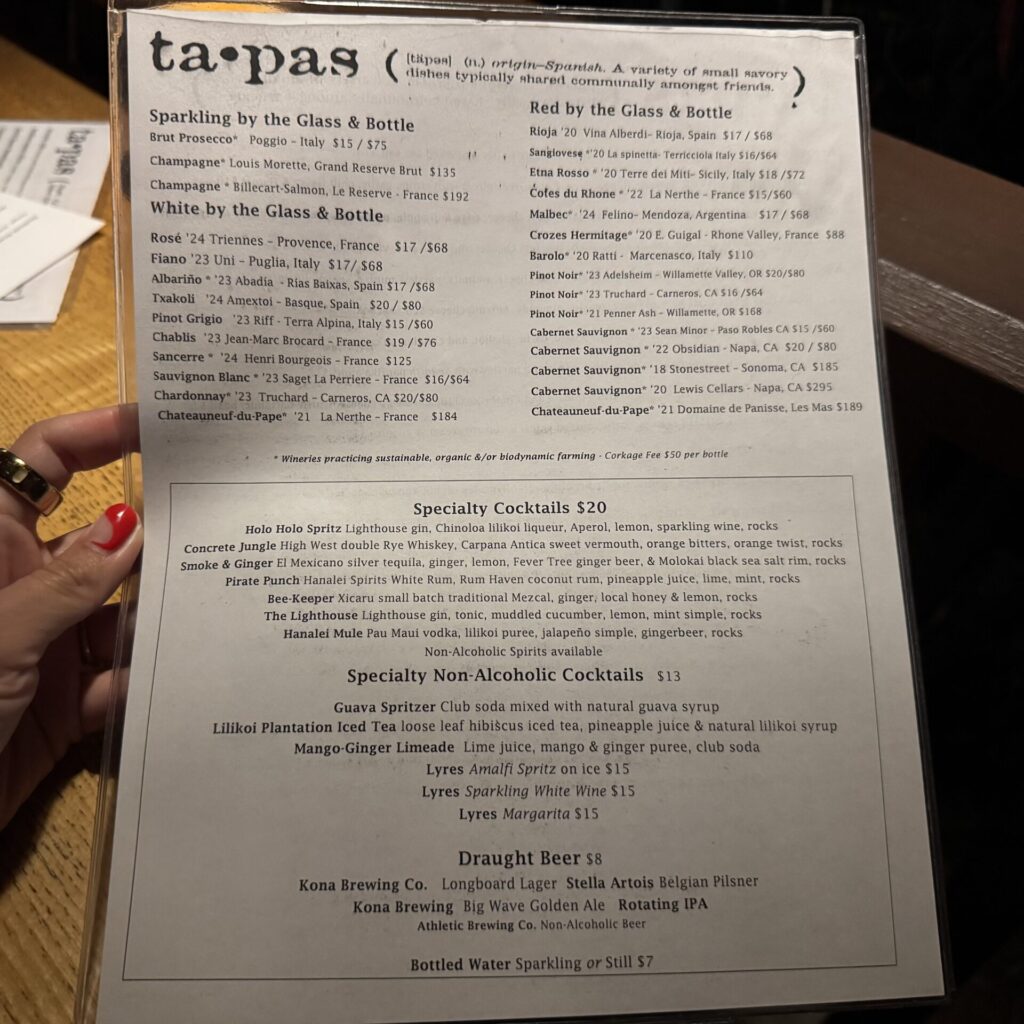 Bar Acuda　メニュー